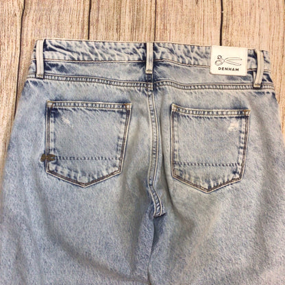 Denham Monroe Girlfriend Fit Light Blue Ripped Jeans Size W30