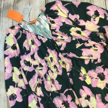 BNWT Stine Goya Heather Green Pink Filigree Flower Garden Dress Size S