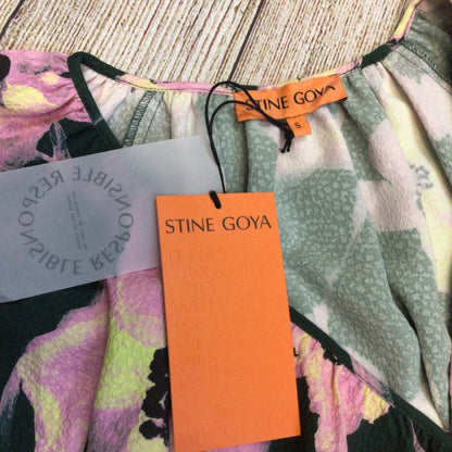 BNWT Stine Goya Heather Green Pink Filigree Flower Garden Dress Size S