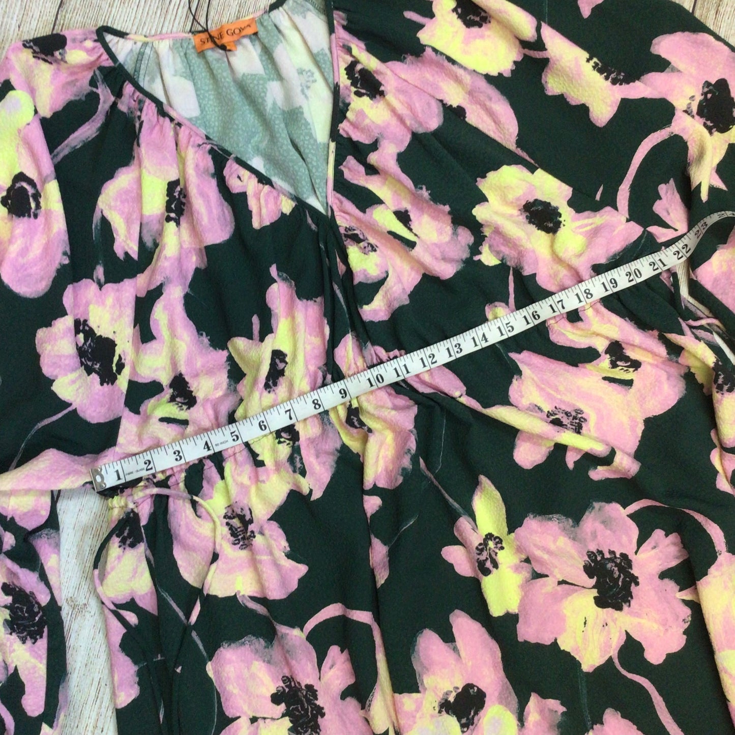 BNWT Stine Goya Heather Green Pink Filigree Flower Garden Dress Size S