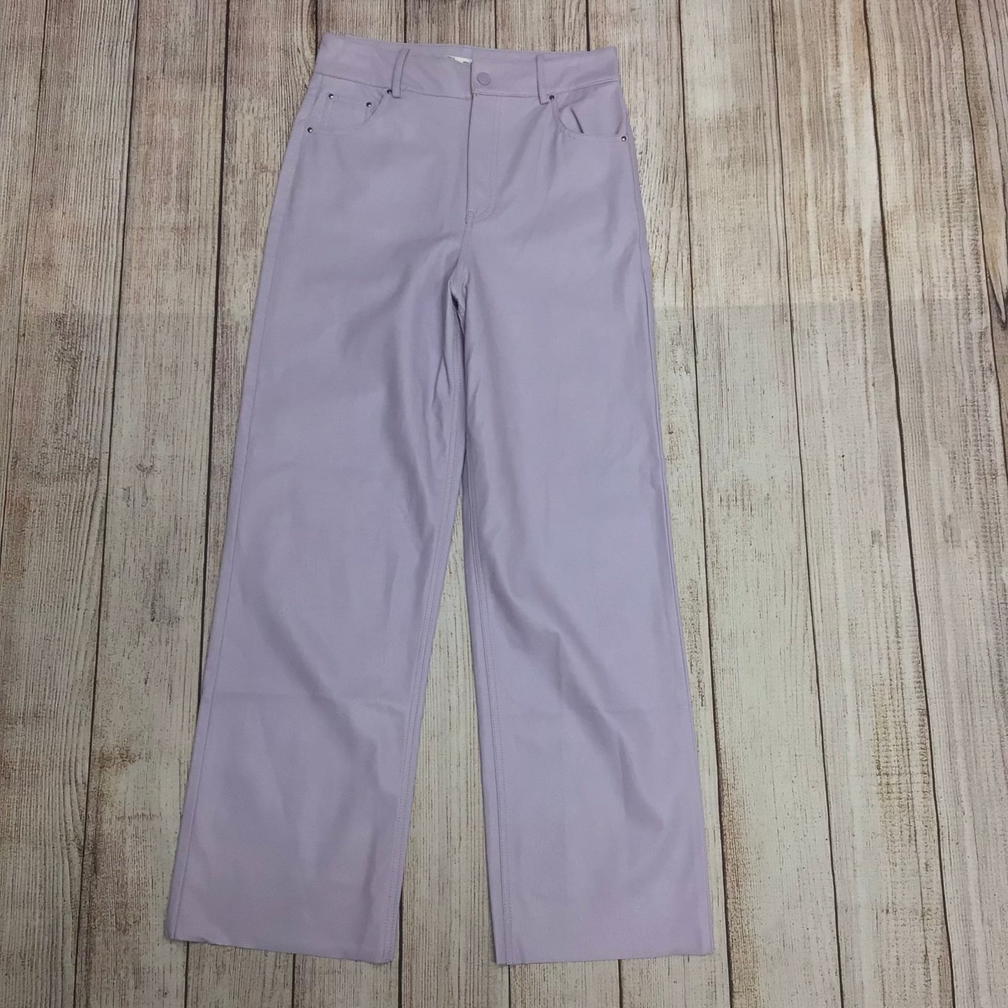 Zara Lilac Purple Faux Leather Wide Leg Trousers Size M