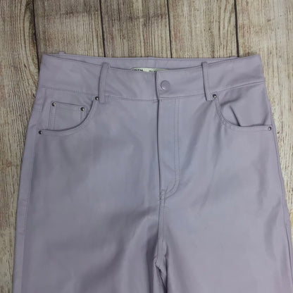 Zara Lilac Purple Faux Leather Wide Leg Trousers Size M