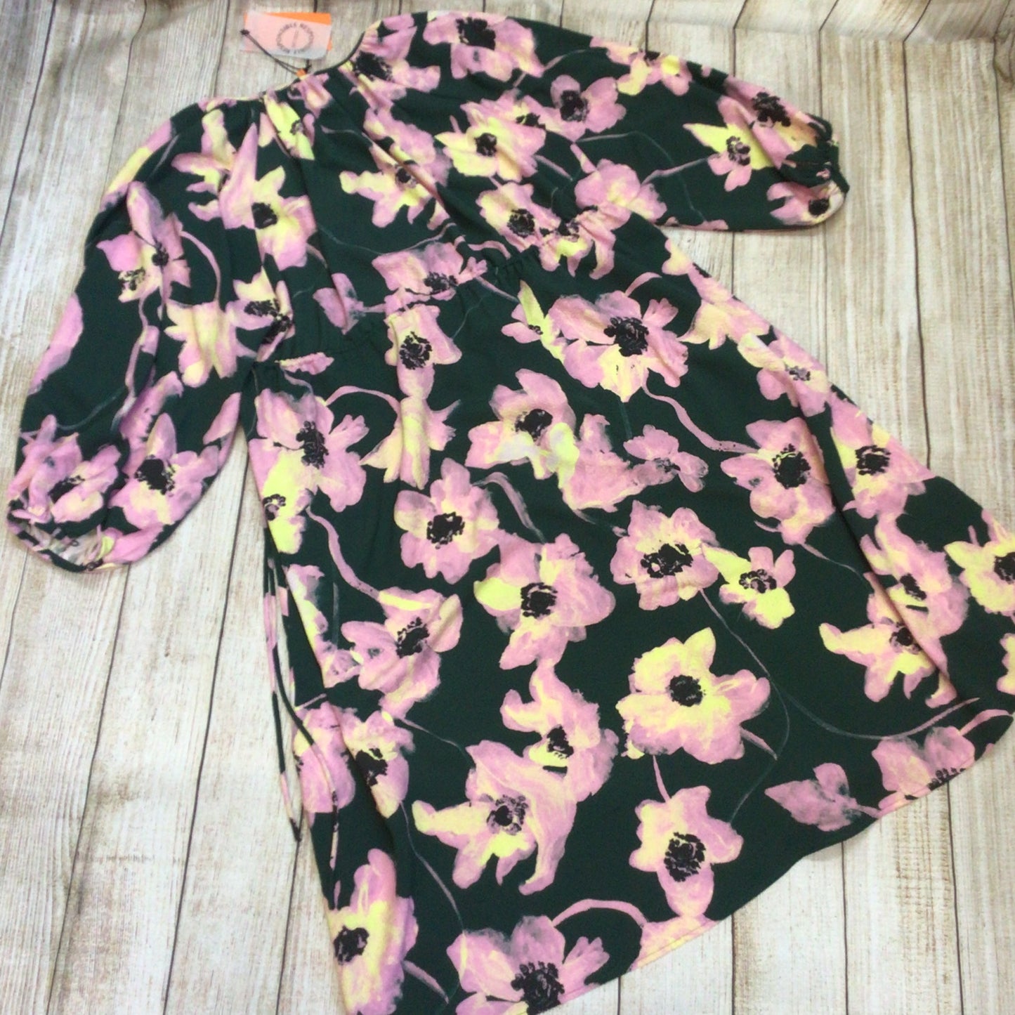 BNWT Stine Goya Heather Green Pink Filigree Flower Garden Dress Size S