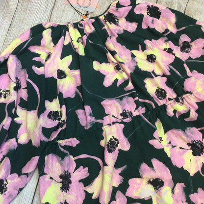 BNWT Stine Goya Heather Green Pink Filigree Flower Garden Dress Size S