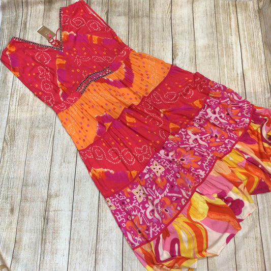 BNWT Monsoon Beach Red Orange Pink Maxi Dress Size XL