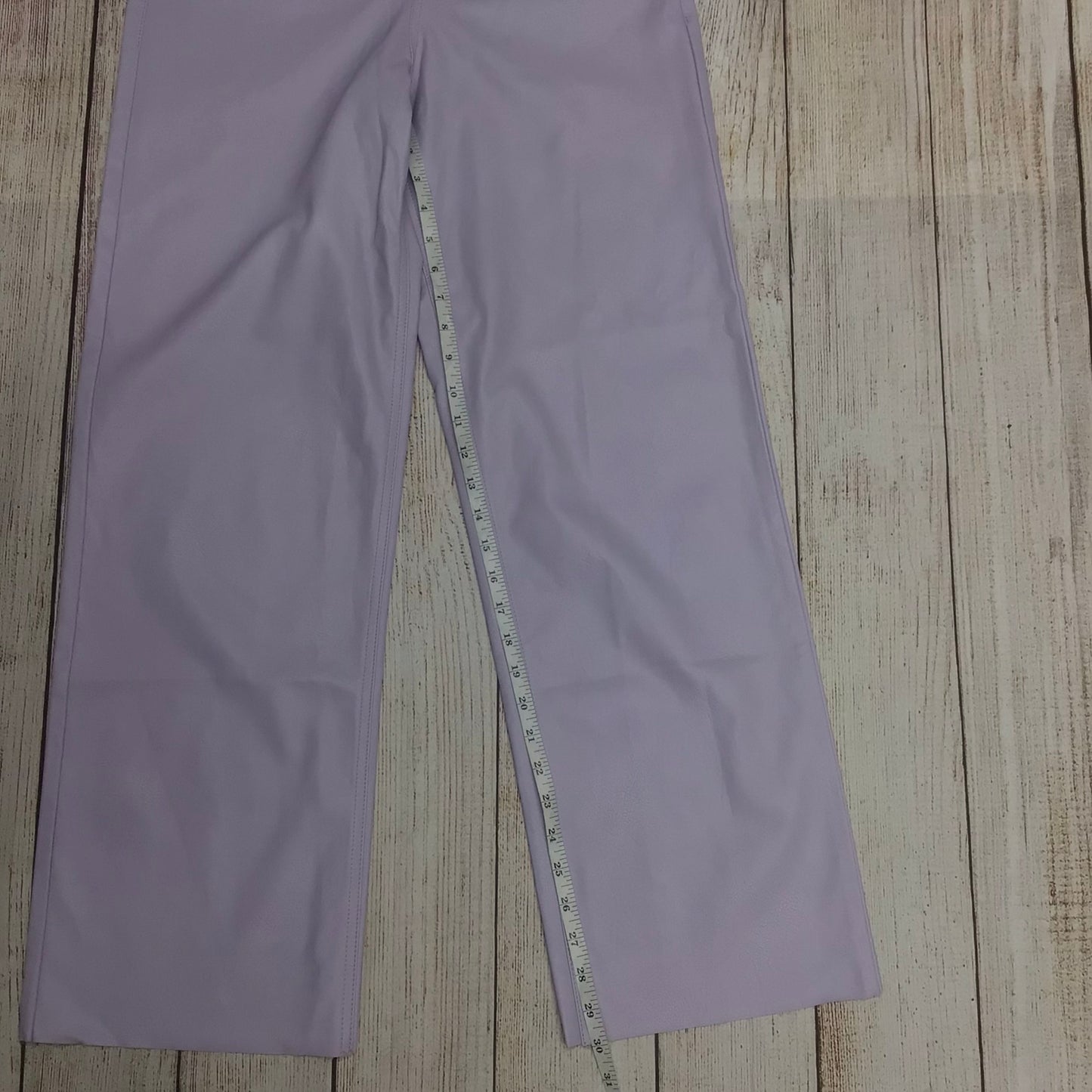 Zara Lilac Purple Faux Leather Wide Leg Trousers Size M