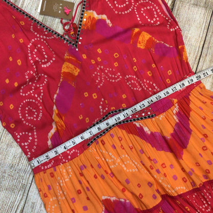 BNWT Monsoon Beach Red Orange Pink Maxi Dress Size XL