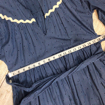Wiggy Kit Blue Gingham Print 100% Cotton Maxi Dress w/Tie Waist Size S