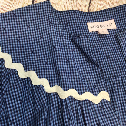 Wiggy Kit Blue Gingham Print 100% Cotton Maxi Dress w/Tie Waist Size S
