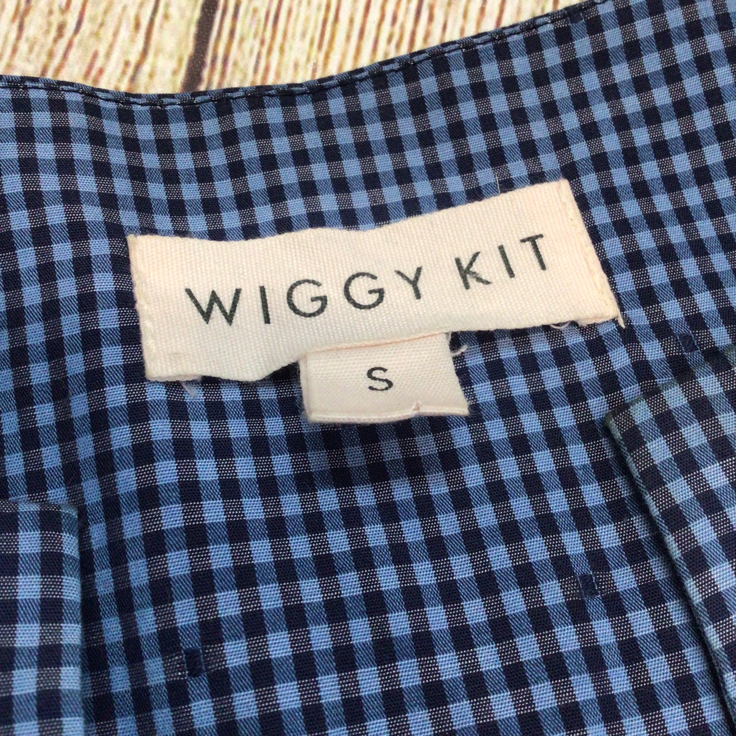 Wiggy Kit Blue Gingham Print 100% Cotton Maxi Dress w/Tie Waist Size S