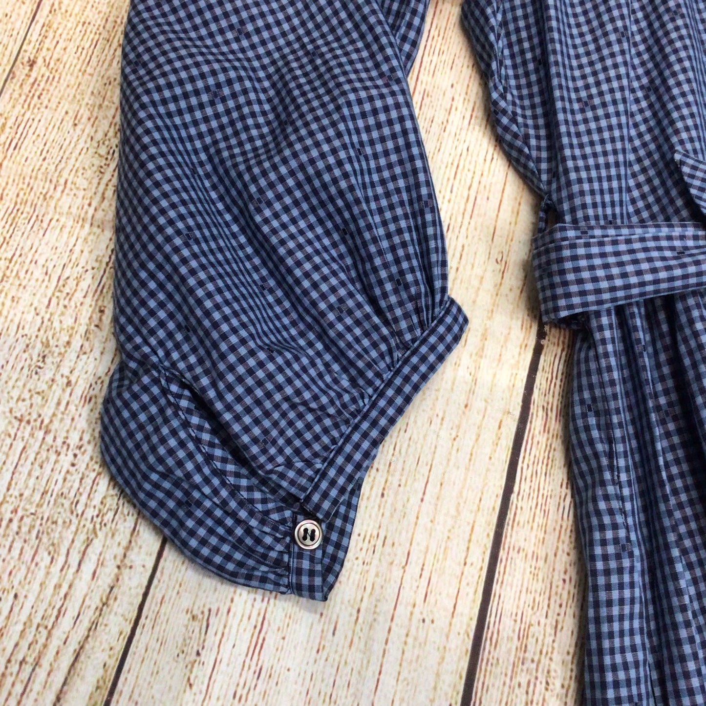 Wiggy Kit Blue Gingham Print 100% Cotton Maxi Dress w/Tie Waist Size S