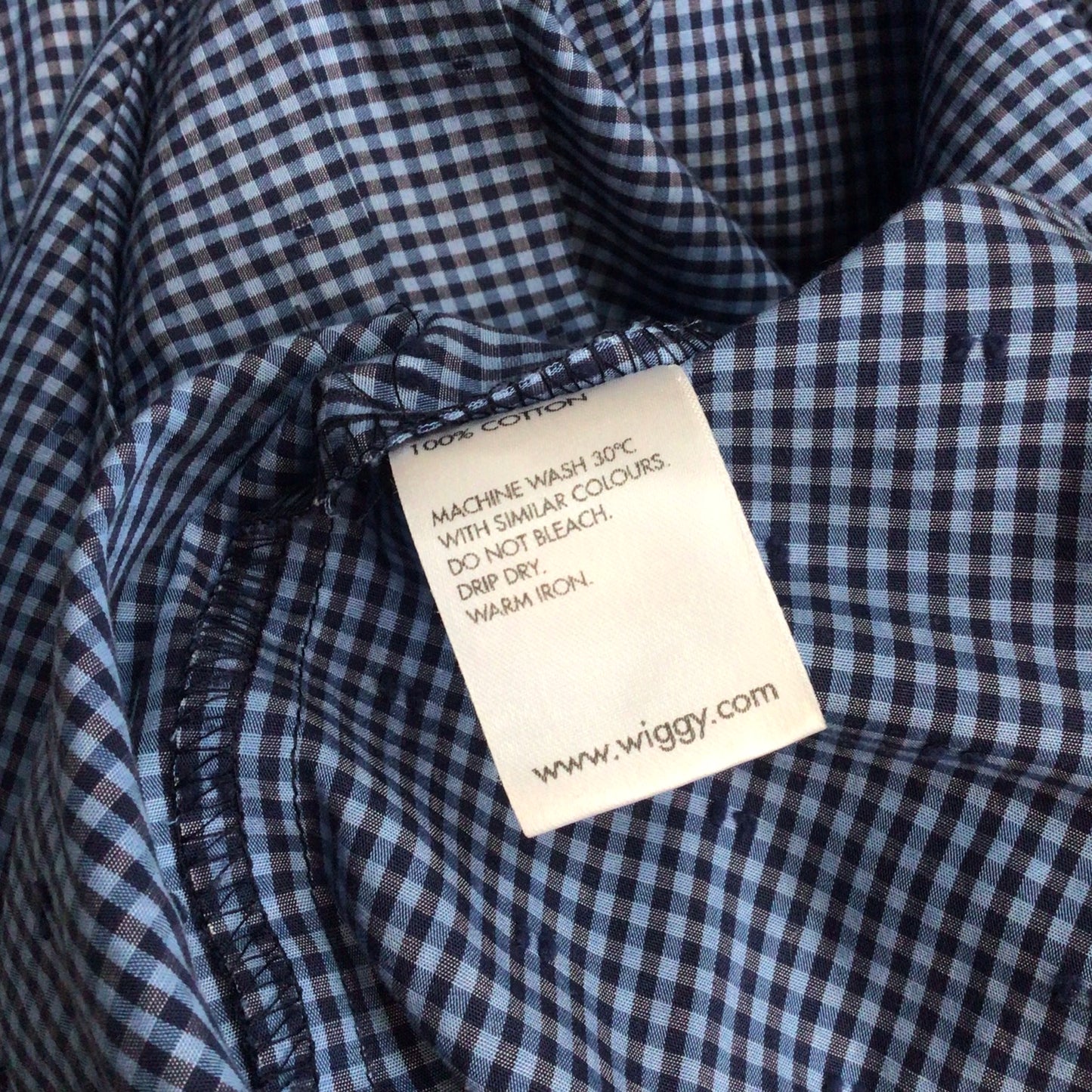 Wiggy Kit Blue Gingham Print 100% Cotton Maxi Dress w/Tie Waist Size S