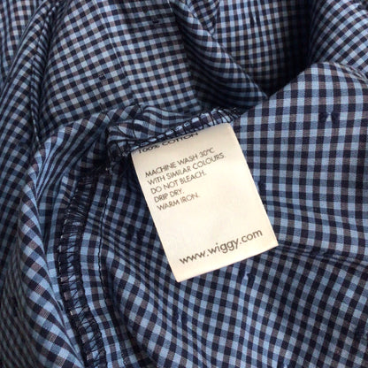 Wiggy Kit Blue Gingham Print 100% Cotton Maxi Dress w/Tie Waist Size S