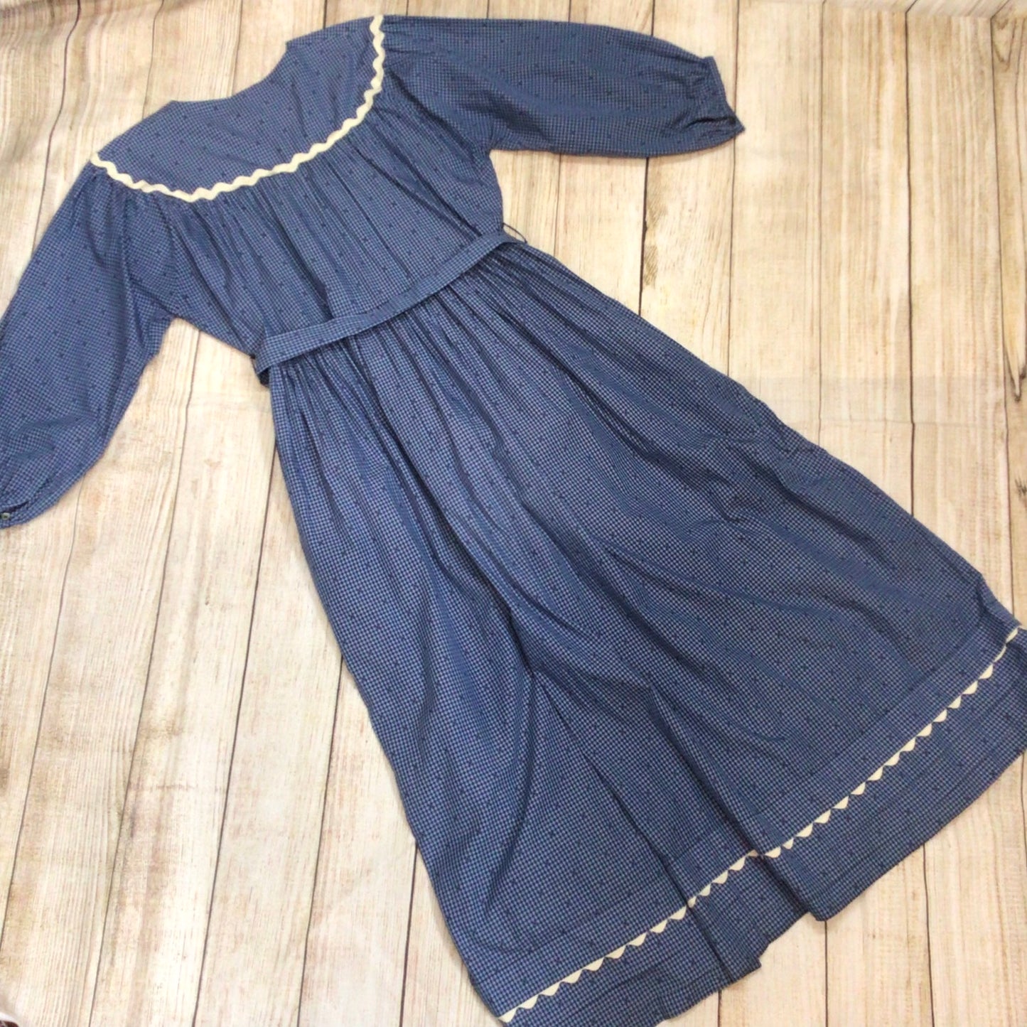 Wiggy Kit Blue Gingham Print 100% Cotton Maxi Dress w/Tie Waist Size S