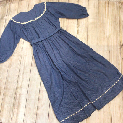 Wiggy Kit Blue Gingham Print 100% Cotton Maxi Dress w/Tie Waist Size S