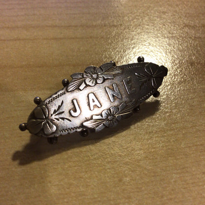 Vintage 'Jane' Name Brooch Pin, Birmingham Hallmark c1892