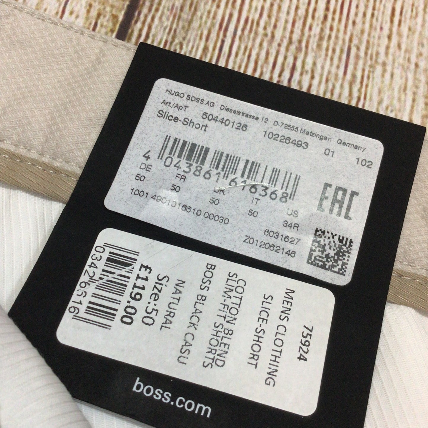 BNWT Hugo Boss Slice Natural Beige Shorts Size 34R
