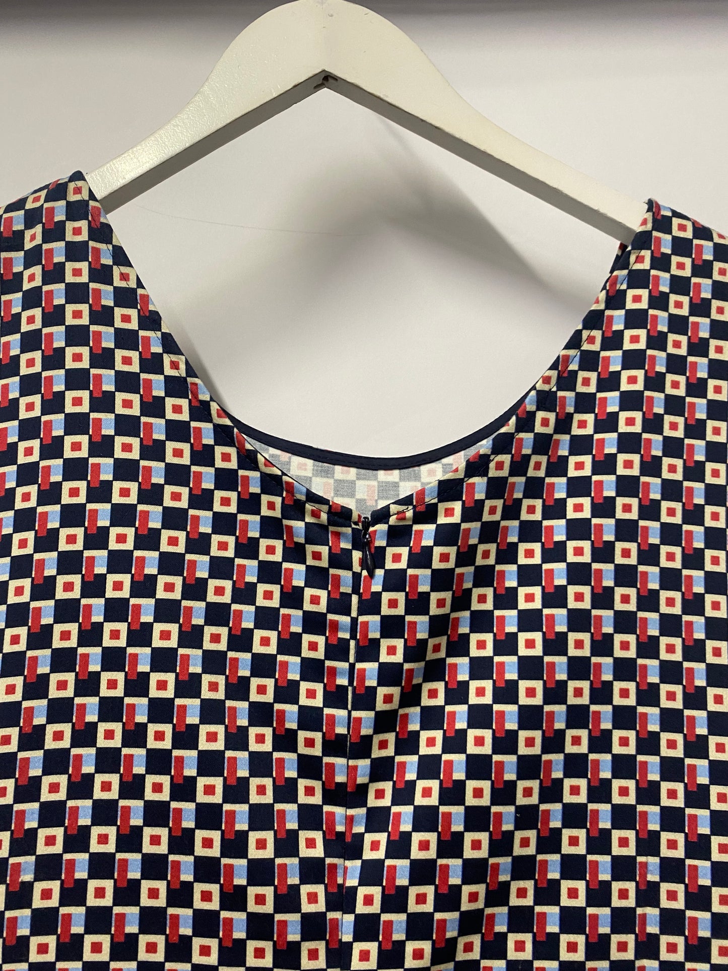 Elena Miro Navy Geometric Print Cotton dress UK 18