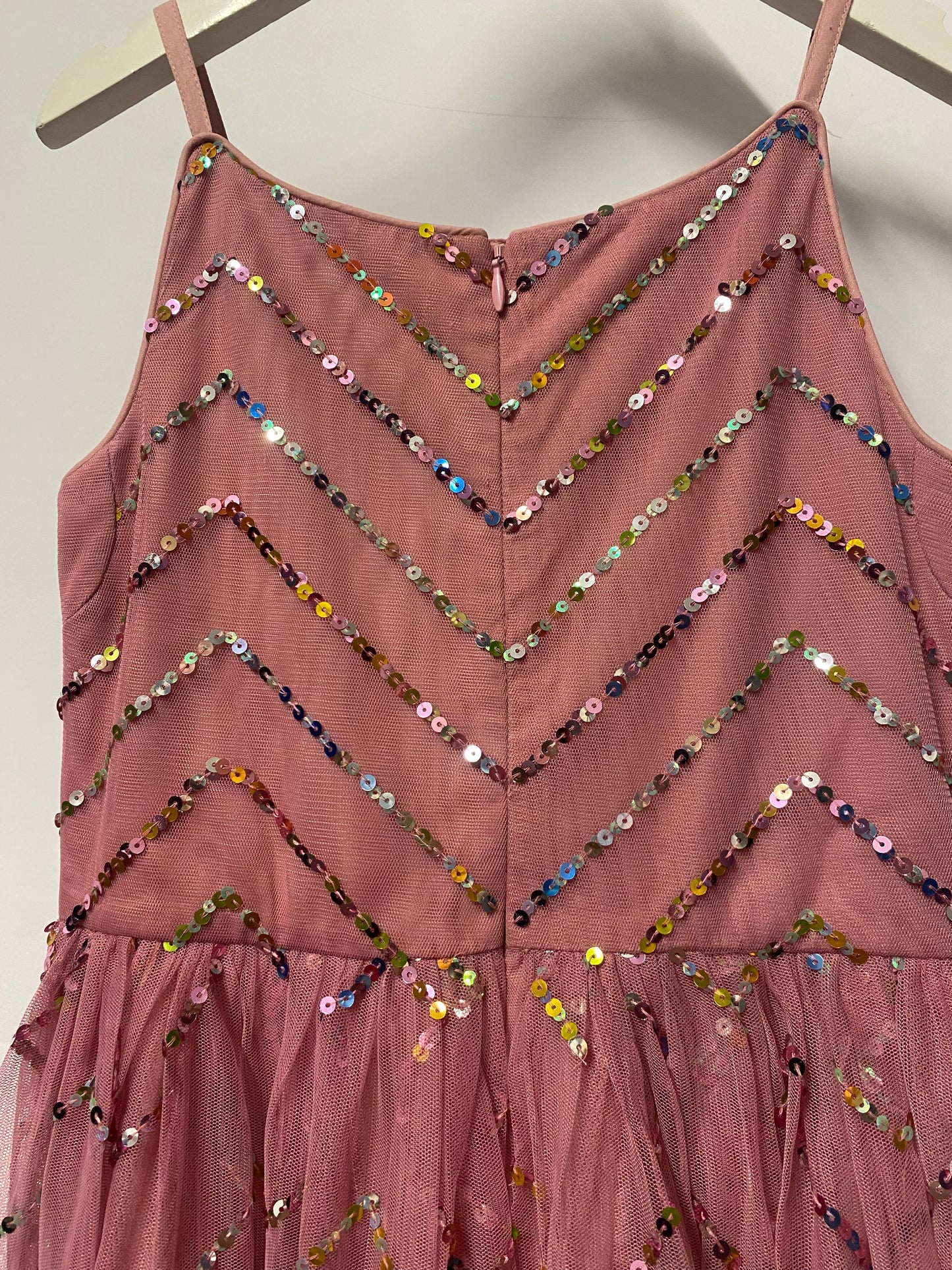 Monsoon Pink Sequinned Dress Age 9