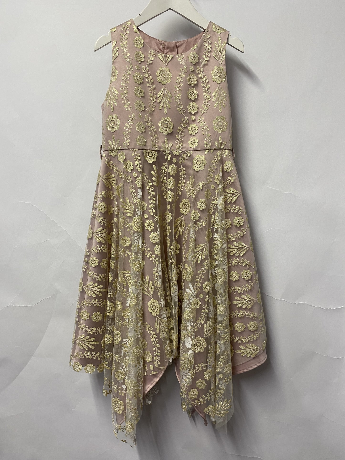 Monsoon Dusty Pink and Gold Occasion Dress Age 10