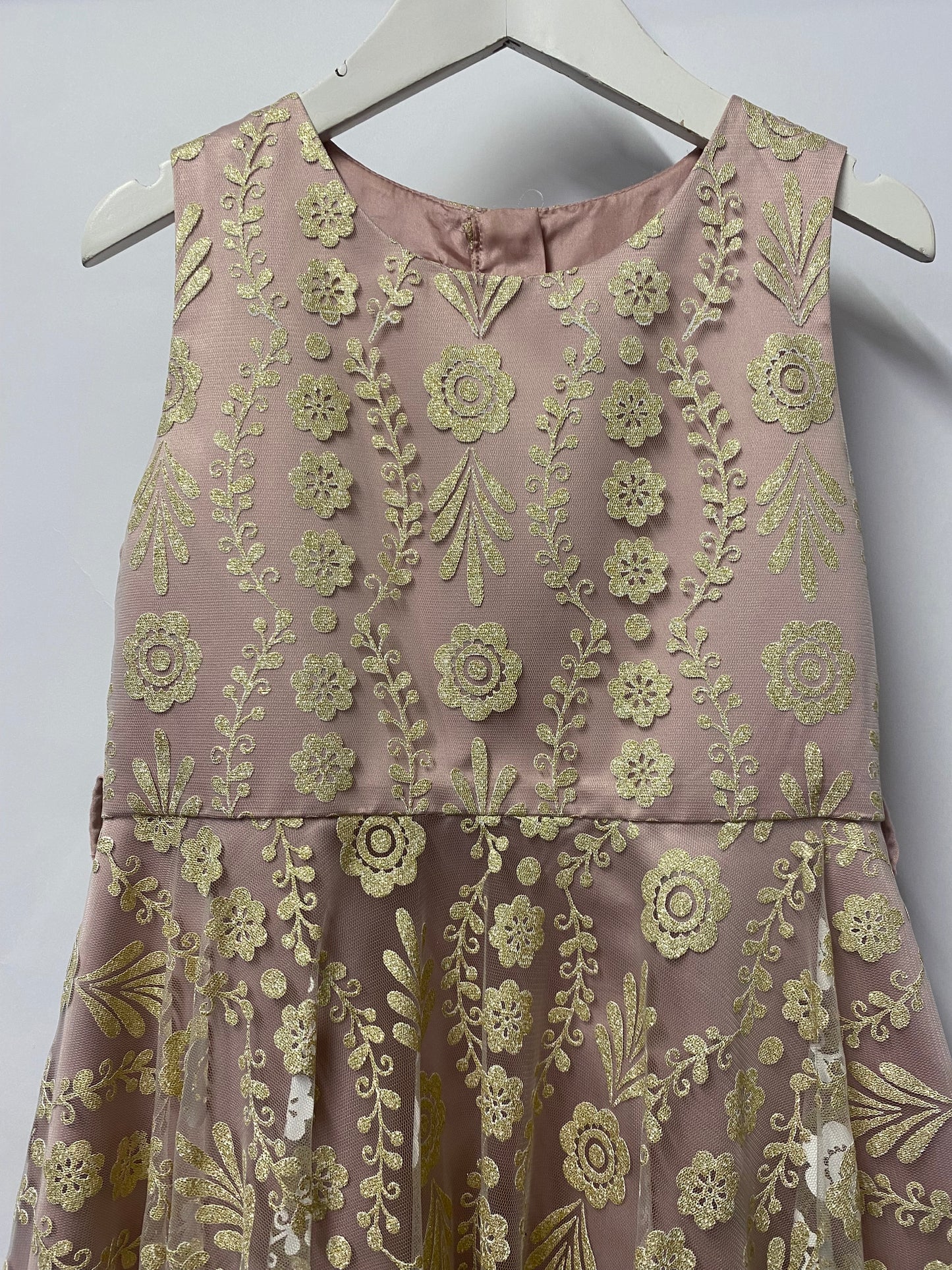 Monsoon Dusty Pink and Gold Occasion Dress Age 10