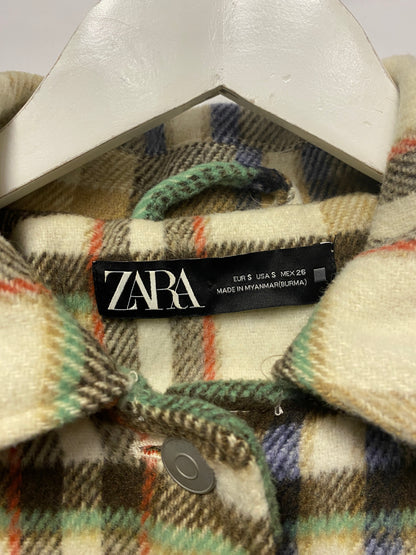 Zara Green Check Print Overshirt Small