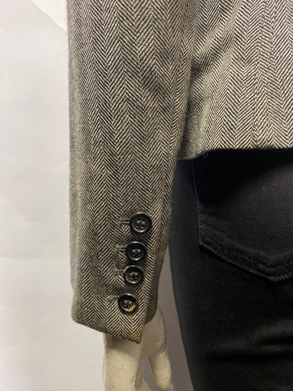 Aquascutum Black and White Herringbone Wool Jacket 10