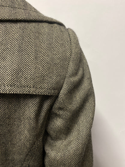 Aquascutum Black and White Herringbone Wool Jacket 10