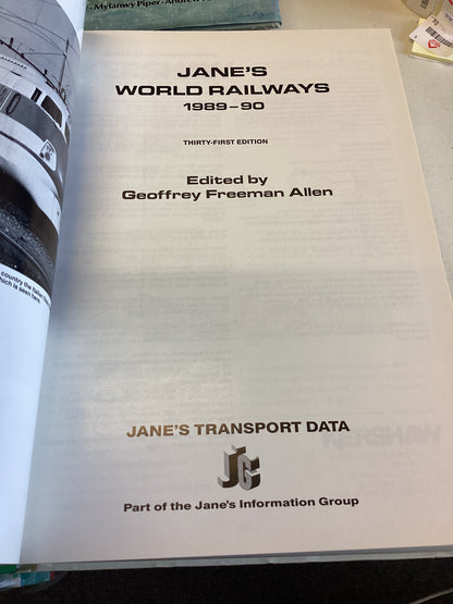Jane's World Railways 1989 - 90 Edited By Geoffrey Freeman Allen