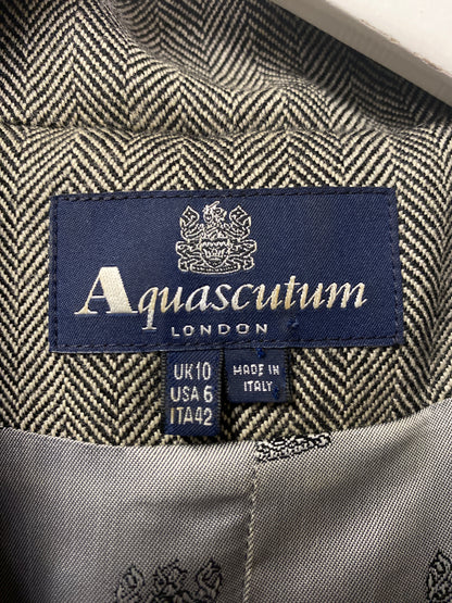 Aquascutum Black and White Herringbone Wool Jacket 10