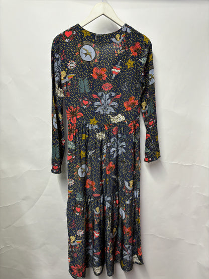 Jessica Russell Flint x Anthropologie Navy Mid length Silk Dress UK 6