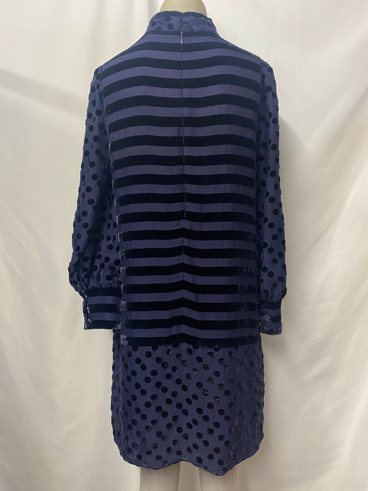 Marc by Marc Jacobs Navy Blue Silk Blend Pattern Long Sleeve Dress 8