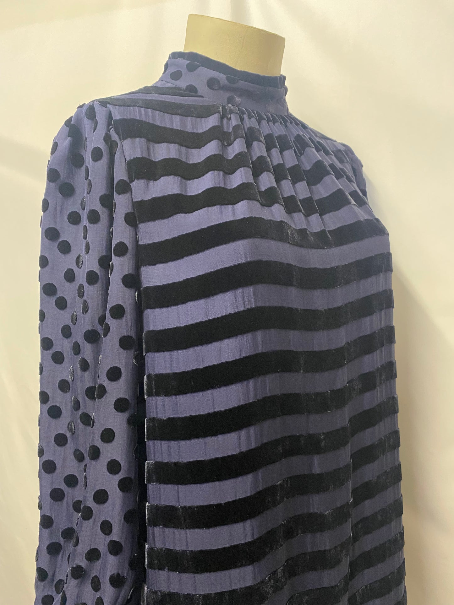 Marc by Marc Jacobs Navy Blue Silk Blend Pattern Long Sleeve Dress 8