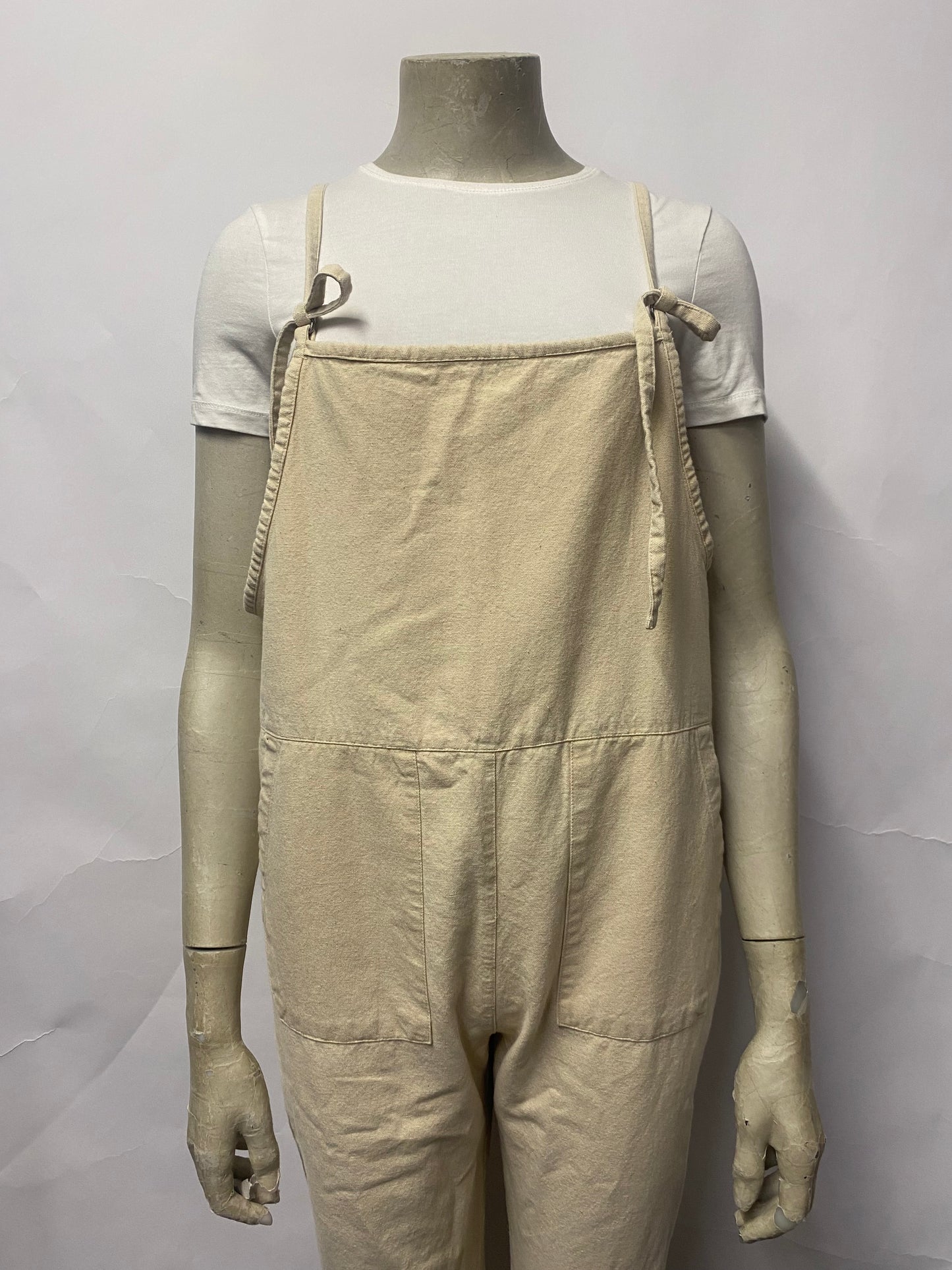 MySayang Cream Cotton Dungarees One Size