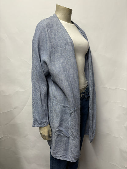 Farhi by Nicole Farhi Blue Linen Open Lightweight Jacket S