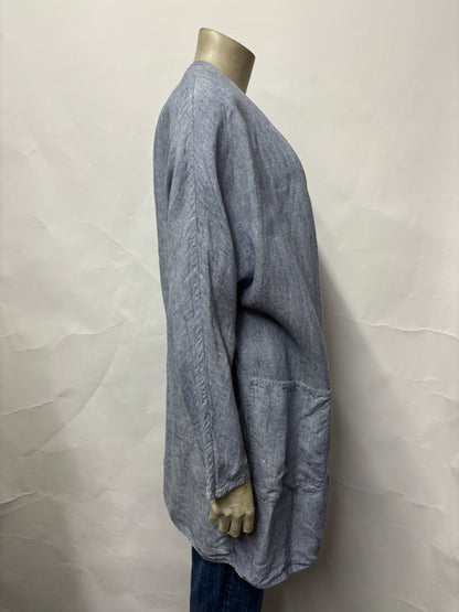 Farhi by Nicole Farhi Blue Linen Open Lightweight Jacket S