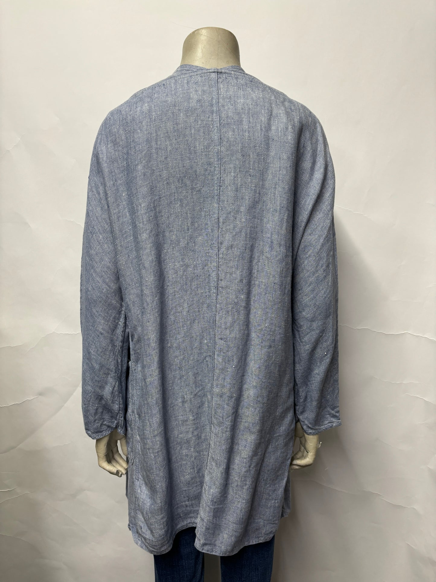 Farhi by Nicole Farhi Blue Linen Open Lightweight Jacket S