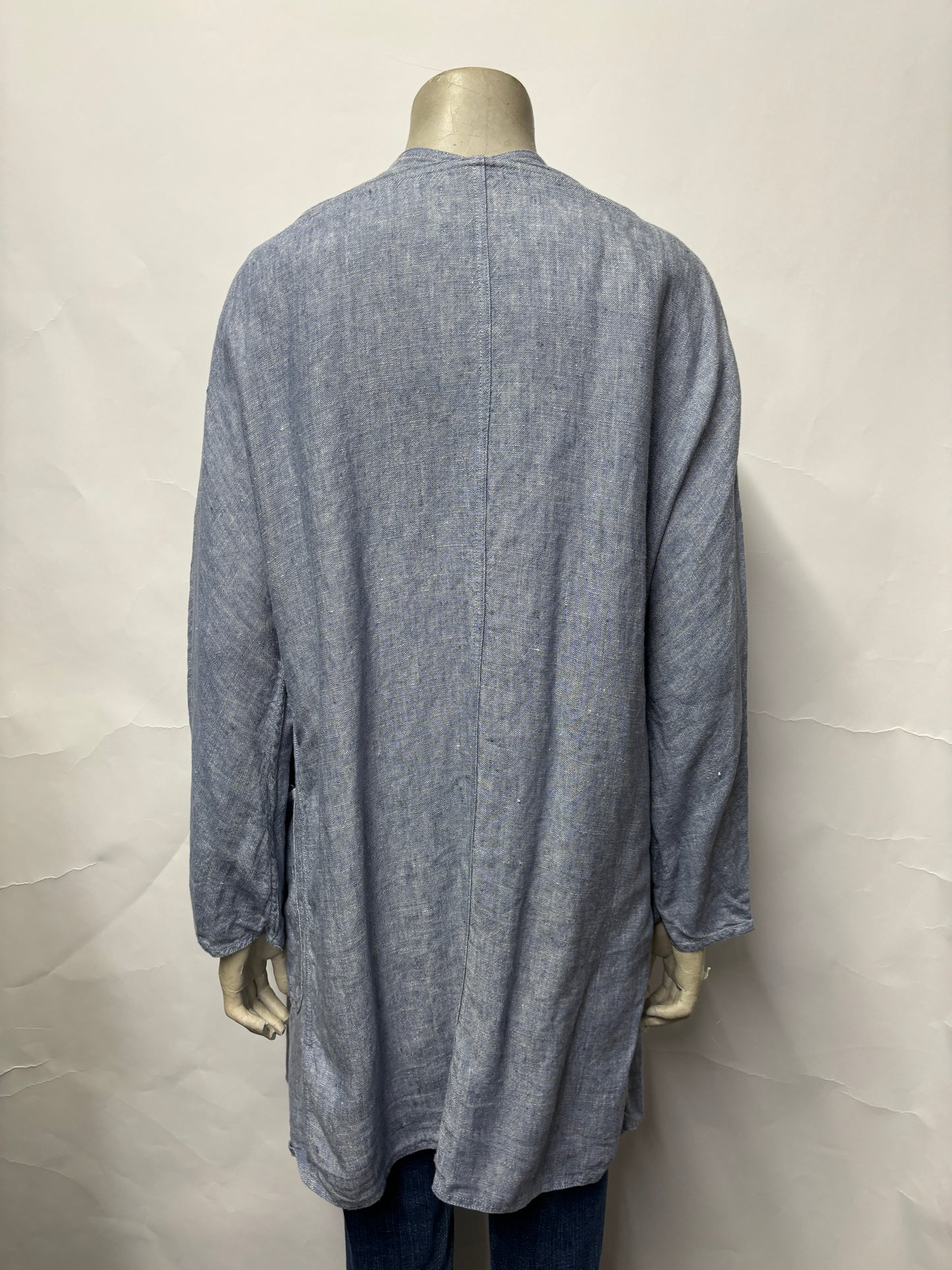 Farhi by Nicole Farhi Blue Linen Open Lightweight Jacket S