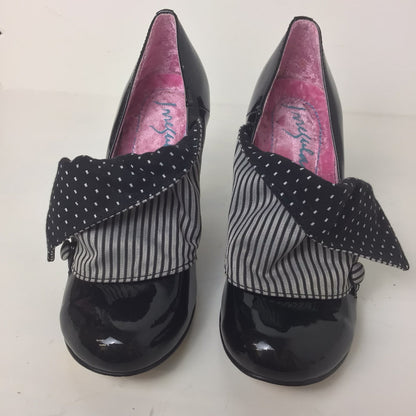 Irregular Choice Black Patent Leather Flick Flack Mutiny Heels Size 3 UK (36 EU)