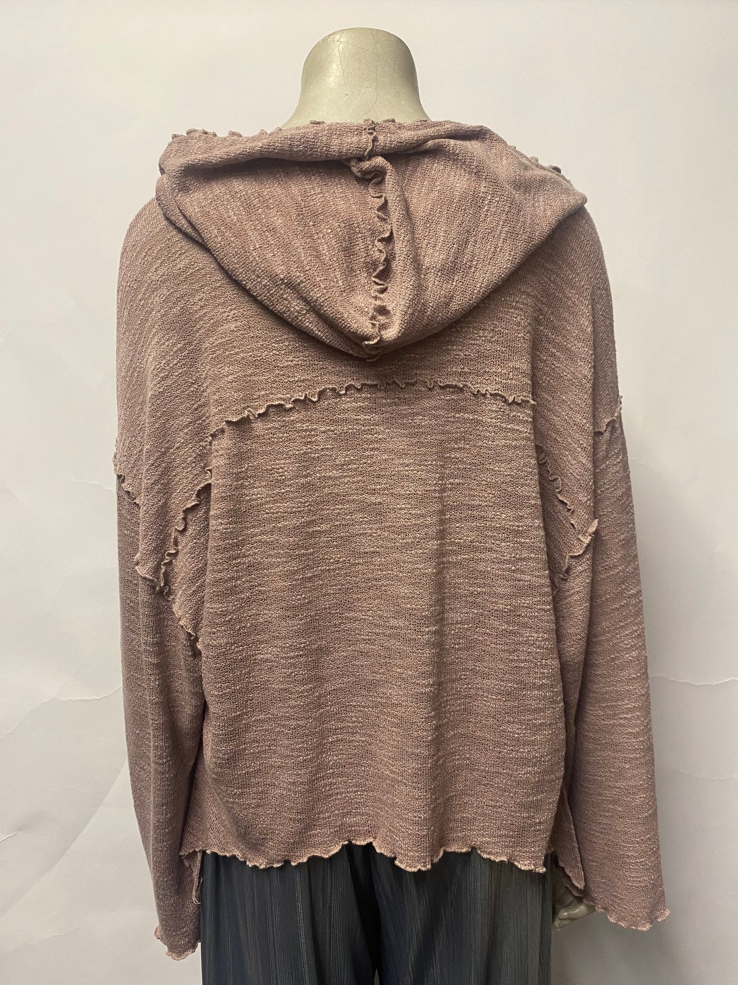 Perry and Co. Pink Lightweight Knitted Boho Hoodie