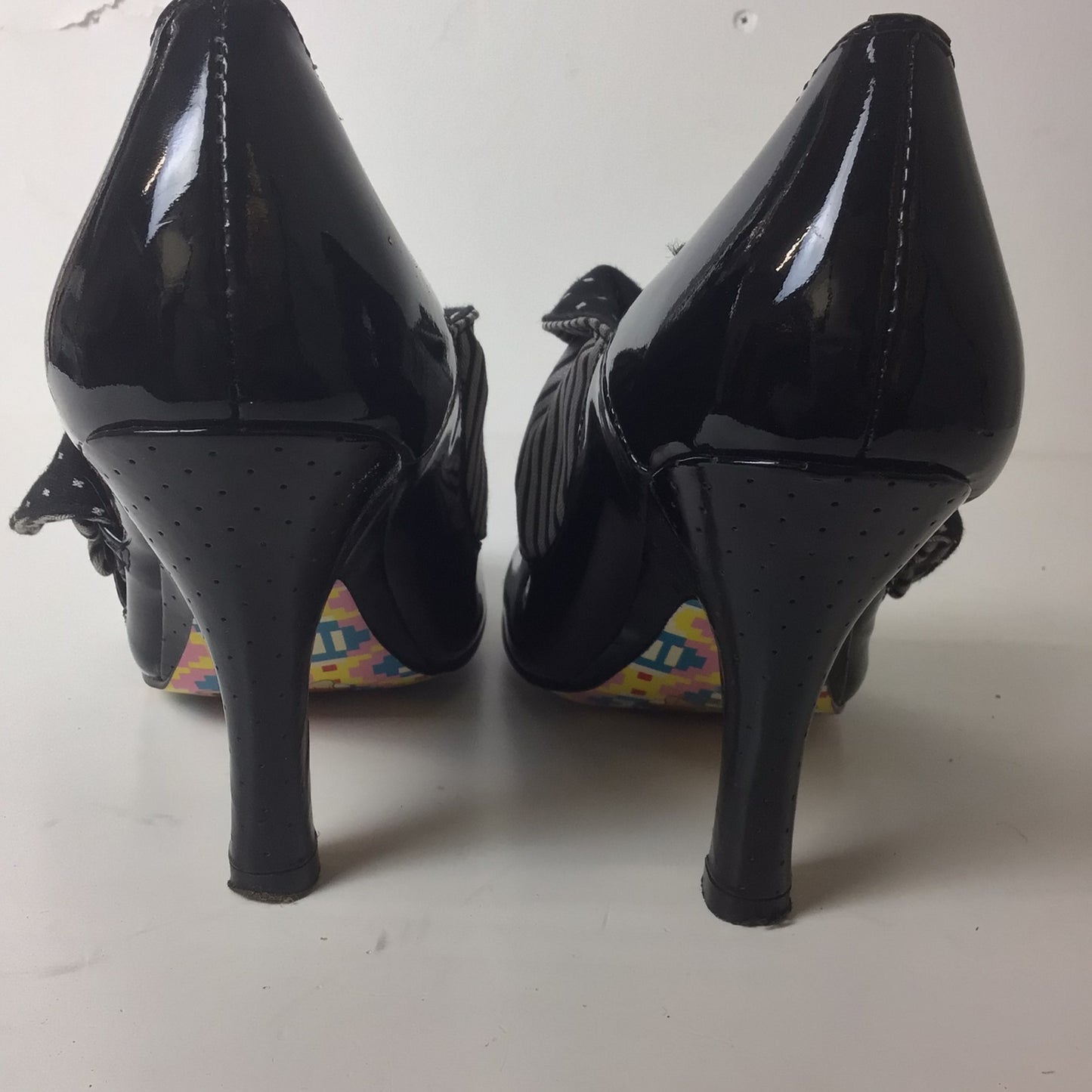 Irregular Choice Black Patent Leather Flick Flack Mutiny Heels Size 3 UK (36 EU)