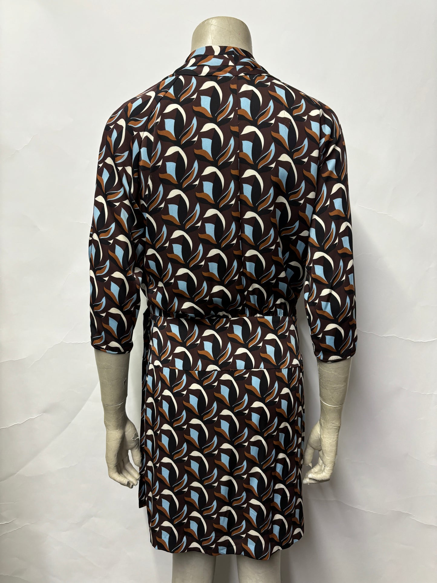 Diane Von Furstenberg Multicolour Leaf Print Wrap Over Silk Dress 6