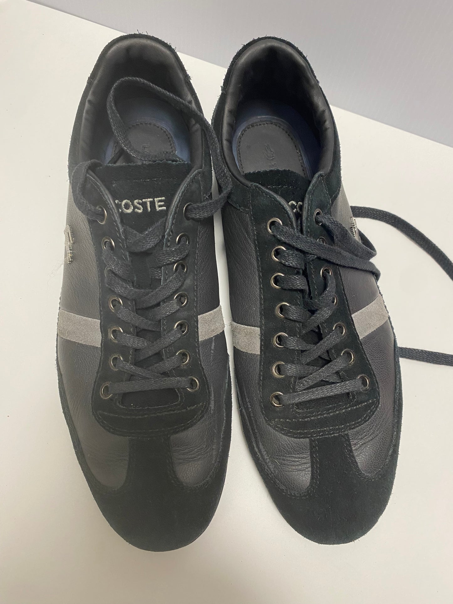 Black Lacoste Trainers size 7 UK Leather/Suede