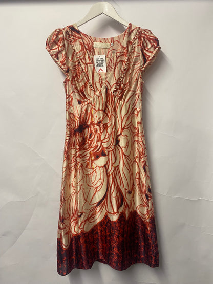 Ronit Zilkha Red and Pink Silk Abstract Floral Shift Dress 12