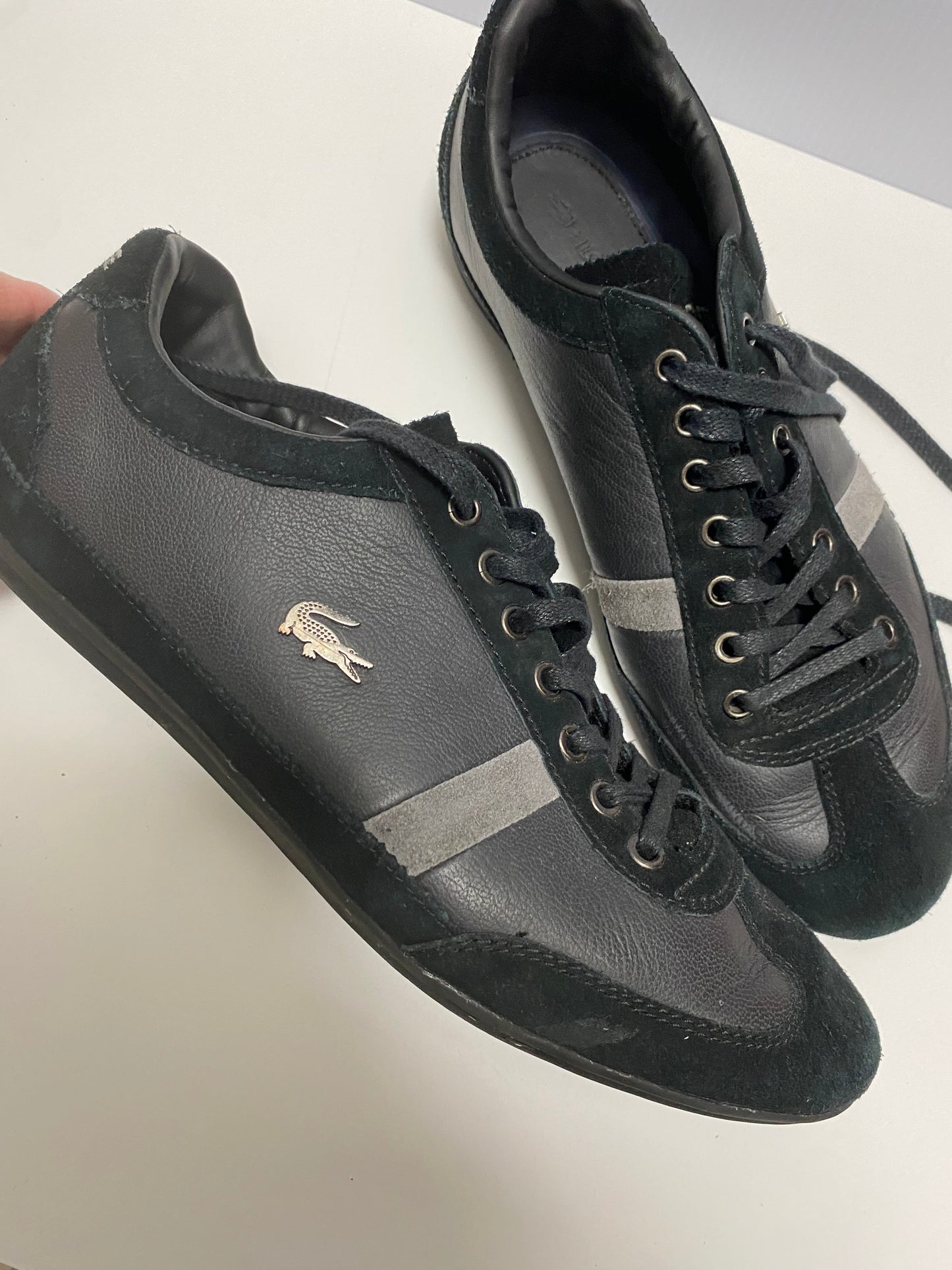 Black Lacoste Trainers size 7 UK Leather/Suede