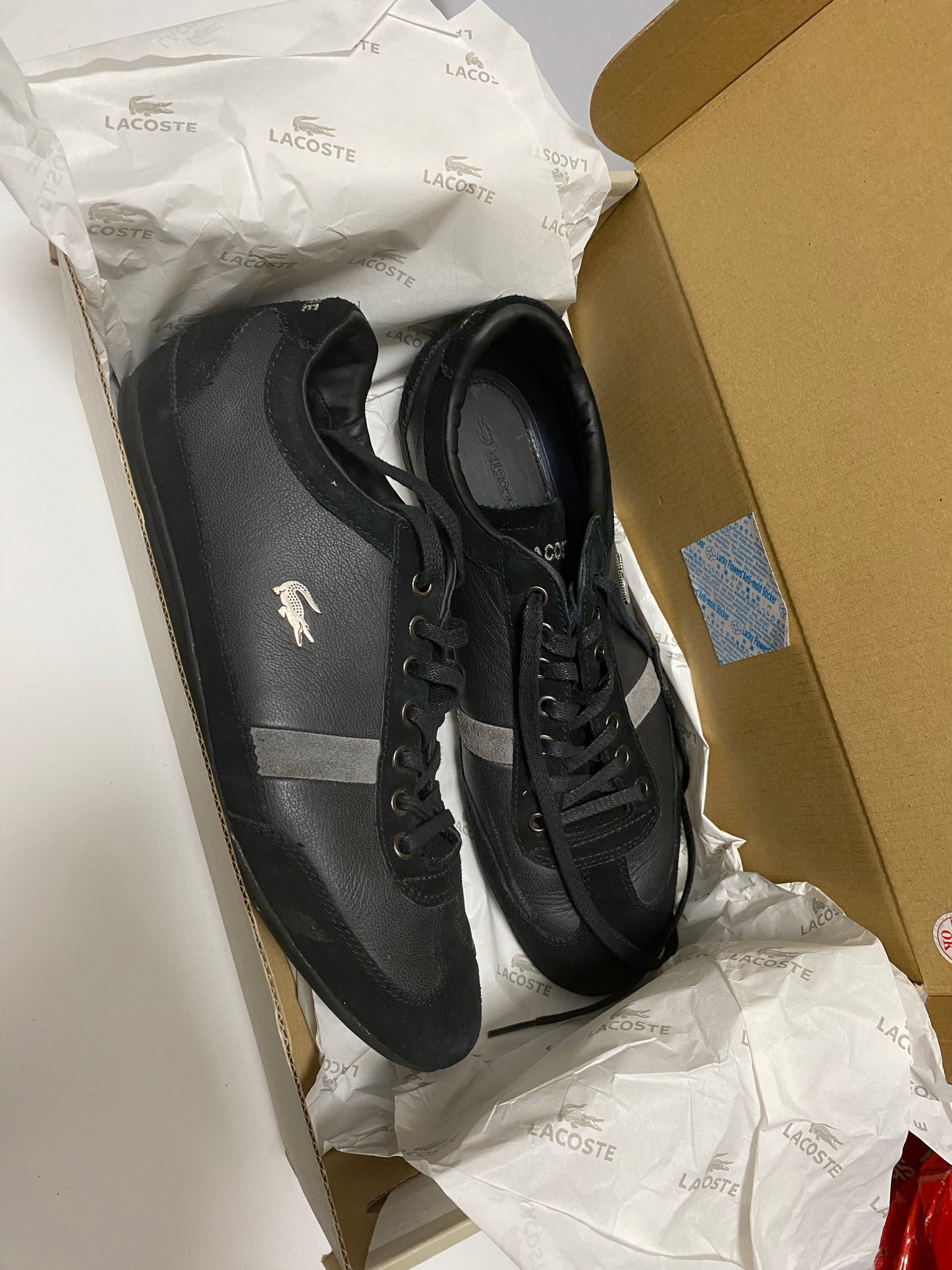 Black Lacoste Trainers size 7 UK Leather/Suede