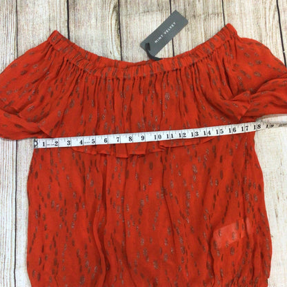 BNWT Mint Velvet Orange Metallic Dobby Boho Bardot Top & Maxi Skirt Size M