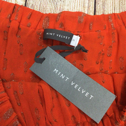 BNWT Mint Velvet Orange Metallic Dobby Boho Bardot Top & Maxi Skirt Size M