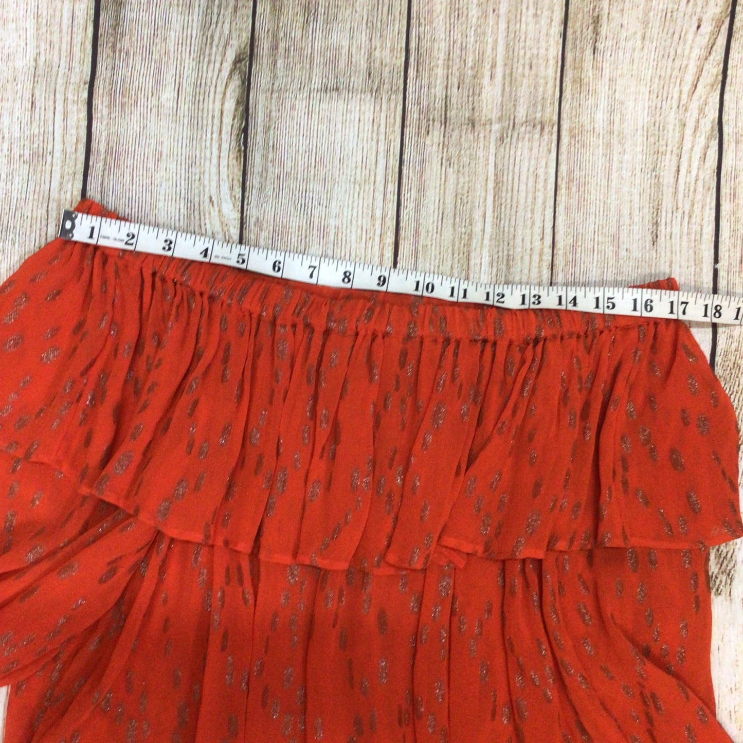 BNWT Mint Velvet Orange Metallic Dobby Boho Bardot Top & Maxi Skirt Size M