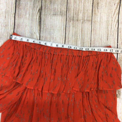 BNWT Mint Velvet Orange Metallic Dobby Boho Bardot Top & Maxi Skirt Size M